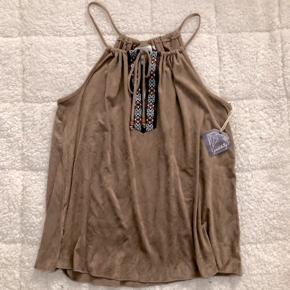 COPY - Janetchung tank top velvet tribal tie top M